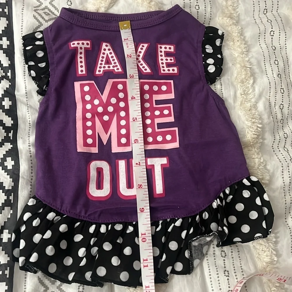 small dog purple and black polkadot dress